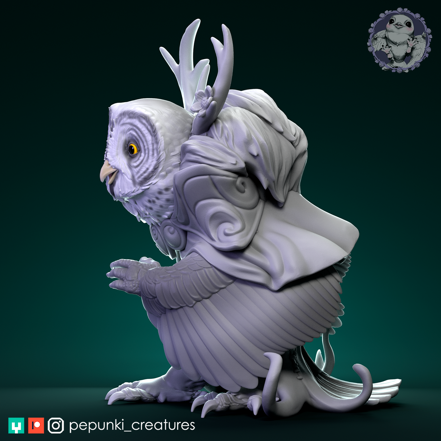 Pepunki Creatures - Great Grey Owl Druid