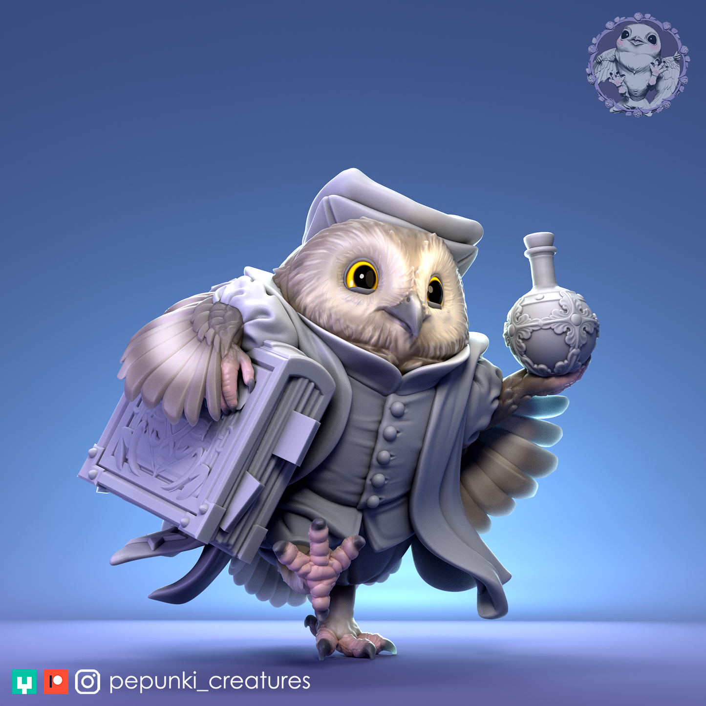 Pepunki Creatures - Saw-Whet Owl Wizard Apprentice