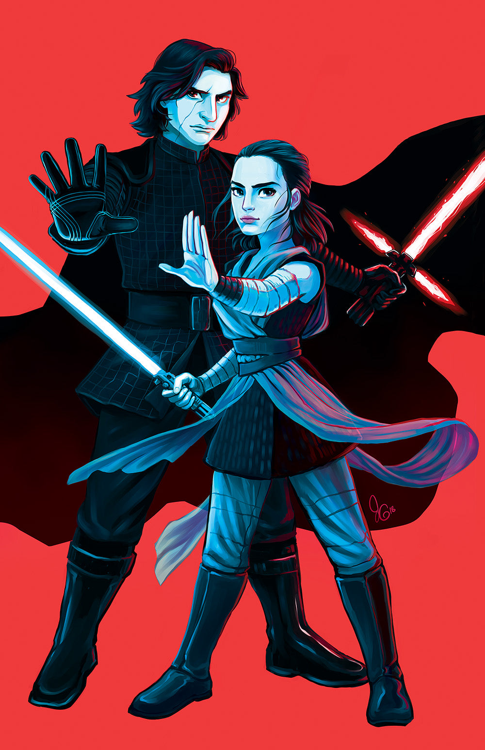 Rey & Kylo Ren Art Print