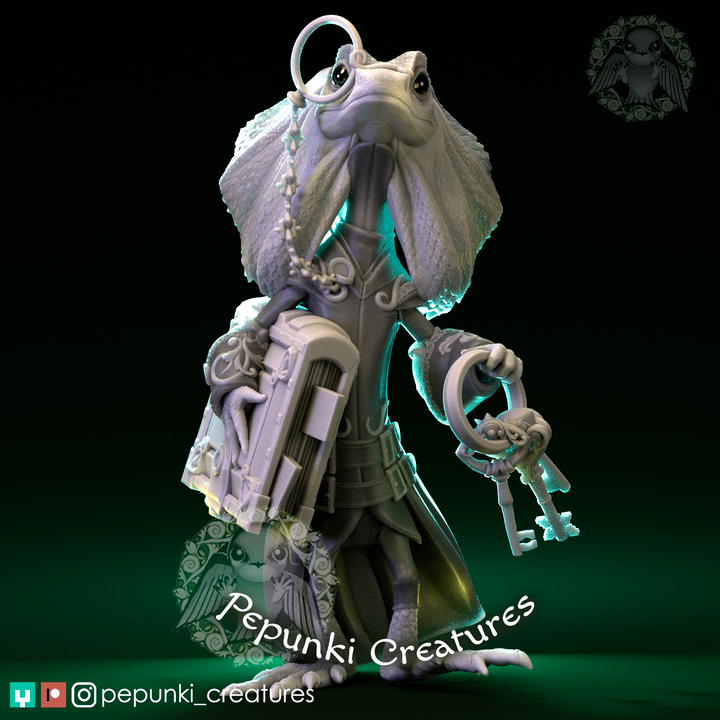 Pepunki Creatures - Frilled Lizard Librarian