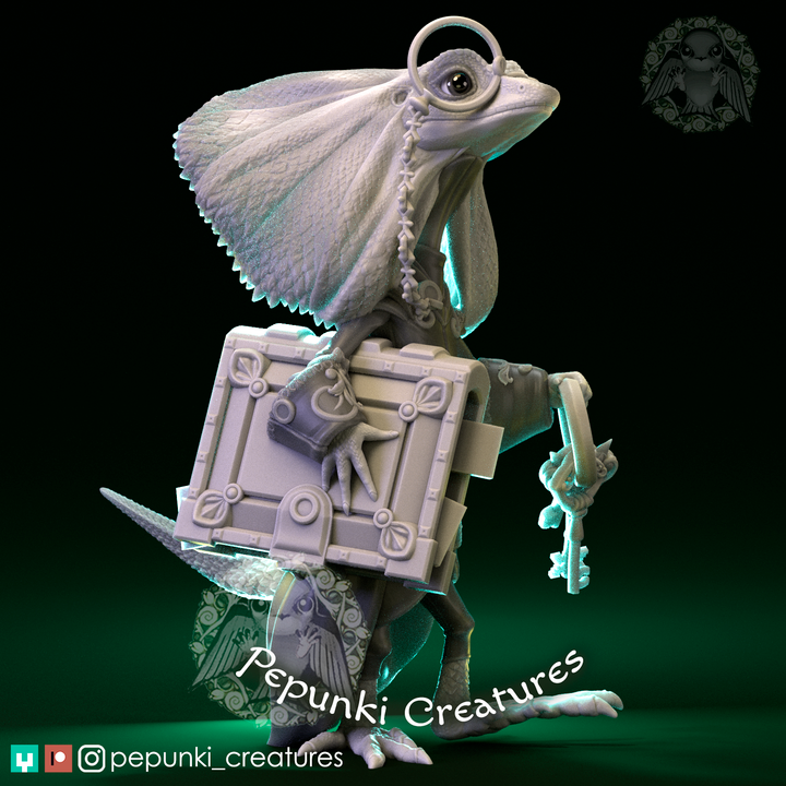 Pepunki Creatures - Frilled Lizard Librarian