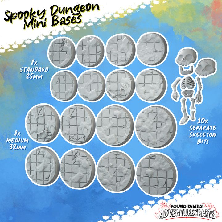 FFA - Spooky Dungeon - 25mm/32mm Tile Bases & Disassembled Skeleton