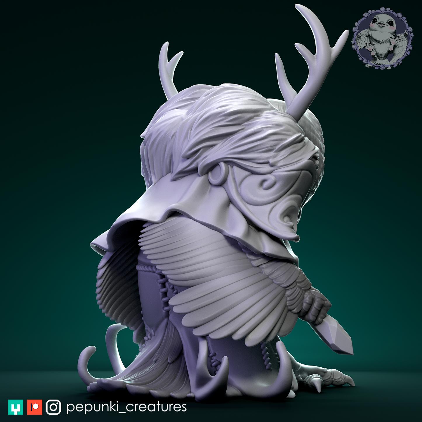 Pepunki Creatures - Great Grey Owl Druid