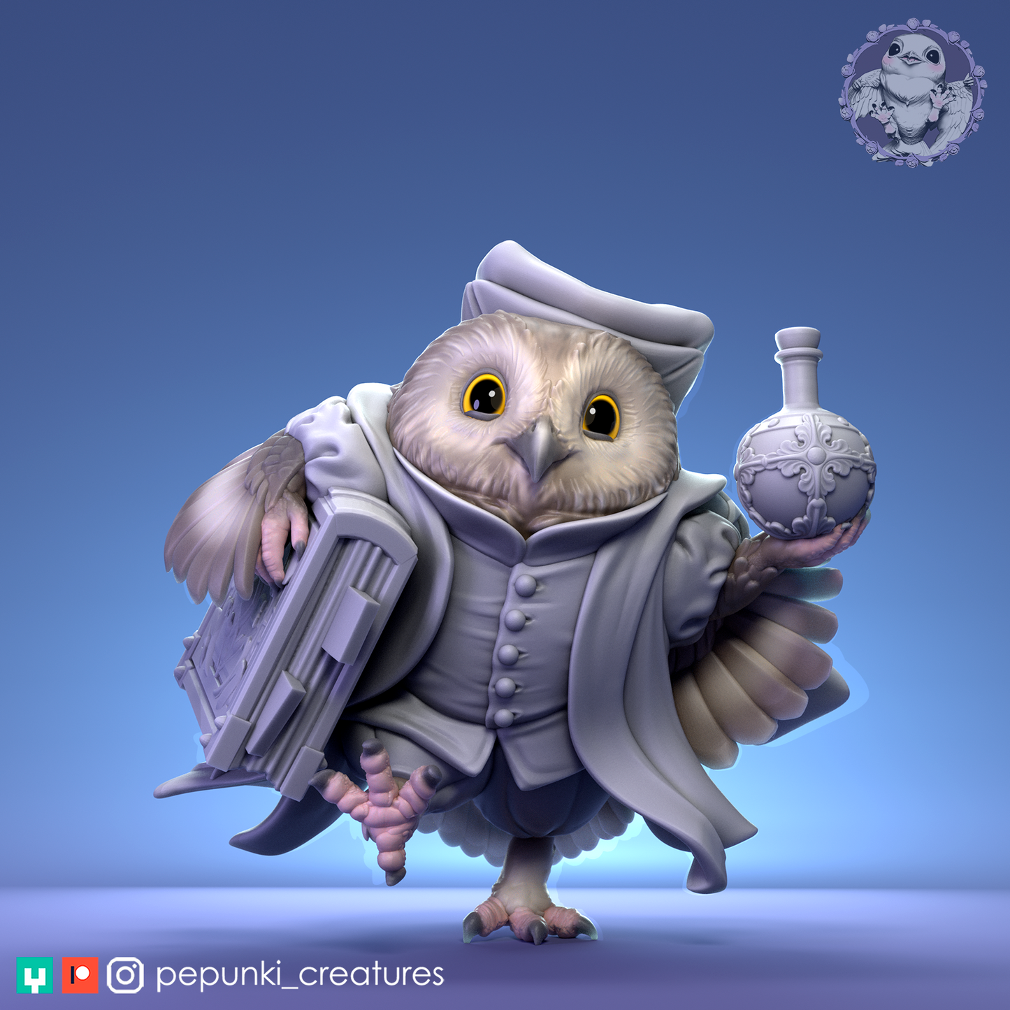 Pepunki Creatures - Saw-Whet Owl Wizard Apprentice