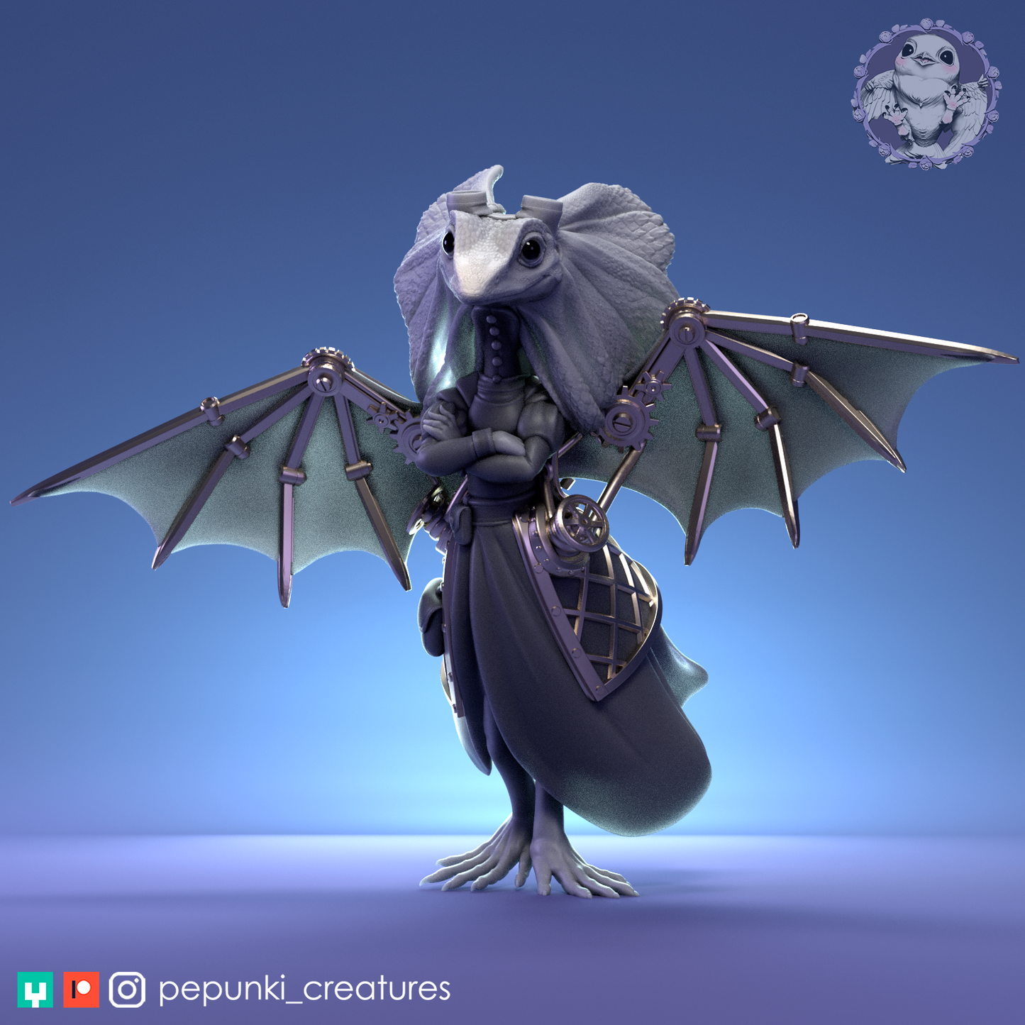Pepunki Creatures - Steampunk Frilled Lizard