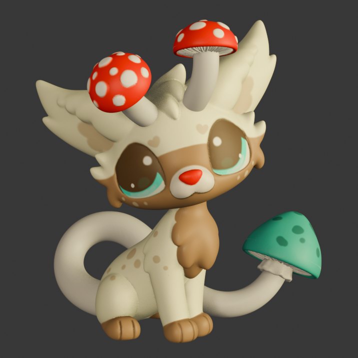 Leylina Figurines - September 2025 - Mushroom Cat/Cat